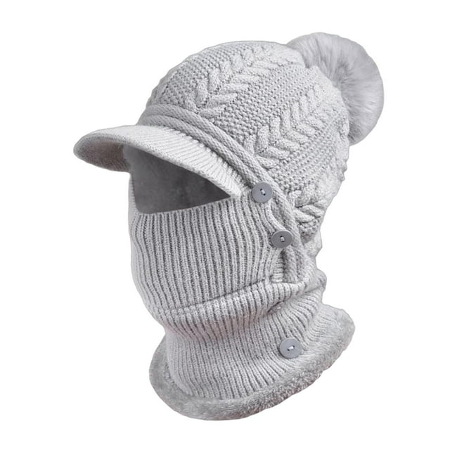 Pasamontañas de punto elástico, polaina para el cuello, orejeras transpirables, gorro cálido con botones Gris Cola pasamontañas para motocicleta