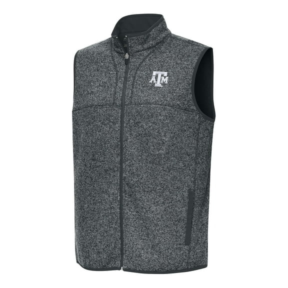 Men's Antigua Heather Gray Texas A&M Aggies Fortune Full-Zip Vest
