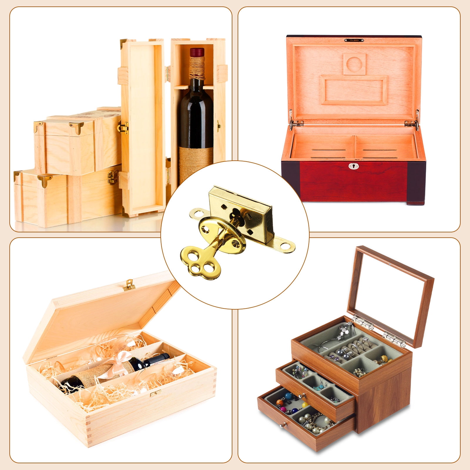 Unique Bargains Vintage Full Mortise Mini Locks Silver