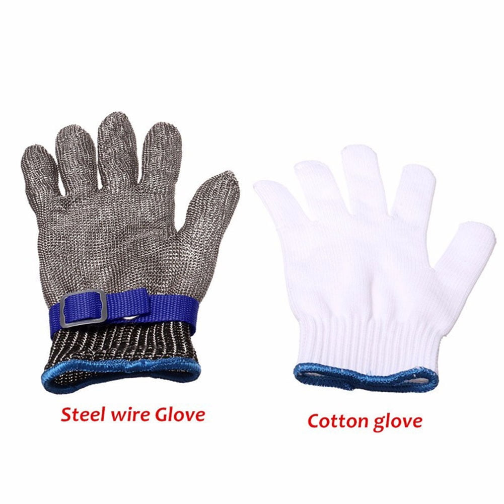 Schwer Cut Resistant Gloves-Stainless Steel Wire Metal Mesh Butcher Safety  Work Glove for Meat Cutting, fishing(Small,2 pcs)