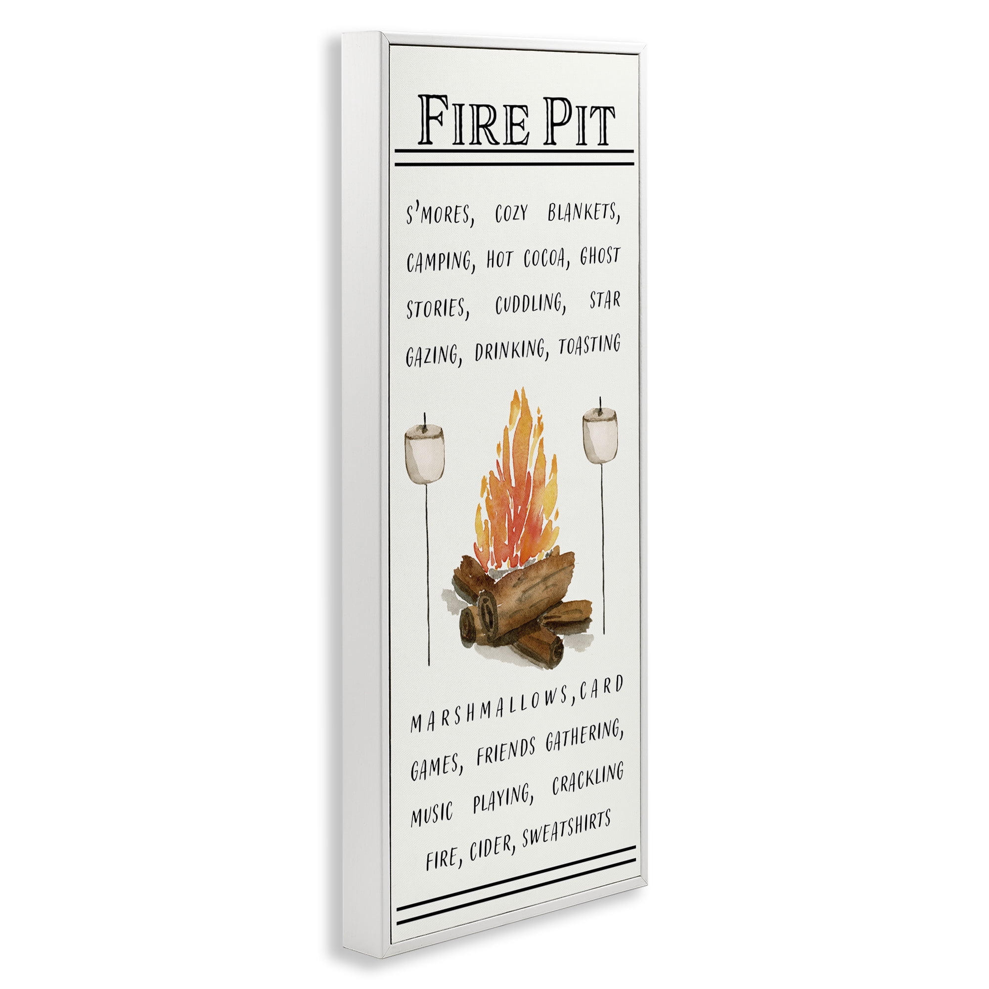 Stupell Industries Fire Pit & Marshmallows Food & Beverage Painting White Framed Art Print Wall Art, 10 x 24