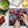 thumbnail image 3 of Rustic Cutting Board, Blooming Iris Flowers Orchids on Rustic Wood Natural Floral Beauty Romantic Image, Decorative Tempered Glass Cutting and Serving Board, Large Size, Yellow Purple, by Ambesonne, 3 of 5