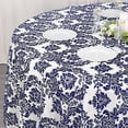 thumbnail image 4 of BalsaCircle 120" Royal Blue White Damask Flocking Table Top Round Tablecloth Dining Table Linens, 4 of 8