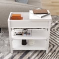 thumbnail image 4 of Gzxs Sofa Side Table Narrow End Desk with Drawer and Open Shelf, Flip Top Design for Bedroom Living Room, White, 4 of 6