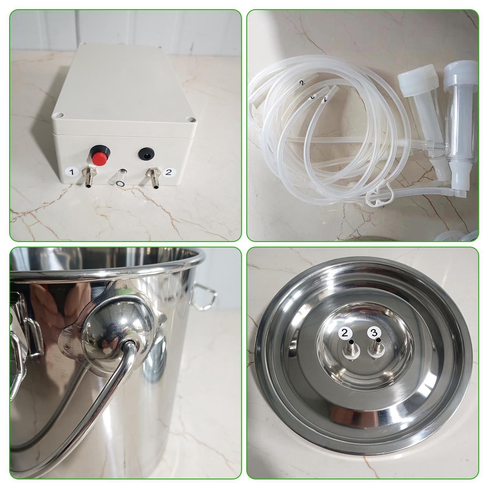 Goat Milker | Automatic Breast Pump | Efficient & Gentle On Animals, Food Grade Milk Bucket 3L, Pulsating Vacuum Pump For Dairy Farms