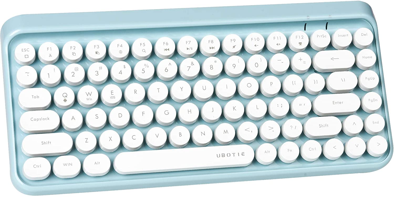 UBOTIE Portable Bluetooth Colorful Computer Keyboards, Wireless Mini Compact Retro Typewriter Flexible 84Keys Design Keyboard - image 1 of 7