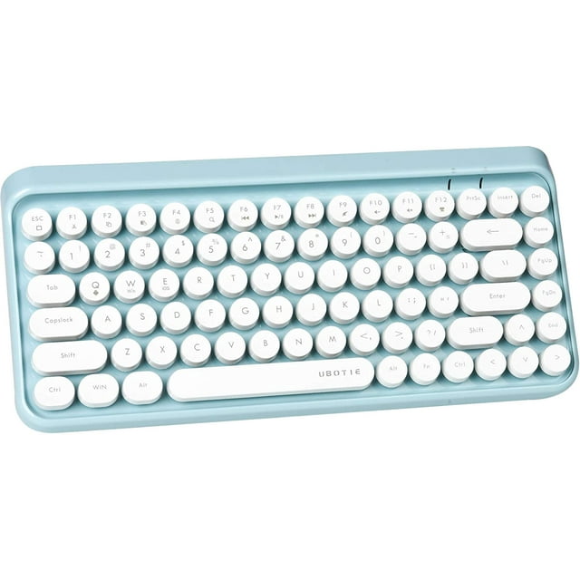 UBOTIE Portable Bluetooth Colorful Computer Keyboards, Wireless Mini Compact Retro Typewriter Flexible 84Keys Design Keyboard