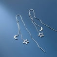 thumbnail image 4 of Solid 925 Sterling Silver Moon Star Threader Dangle Earrings Chain for Women Teens Long Dangle Earrings Tassel Chain, 4 of 12