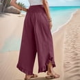 thumbnail image 6 of Ruffled Wide Leg Pants for Woman Plus Size Elastic High Waist Straight Leg Stretch Lightweight Women’s Casual Pant Ruffled Shorts Wine XL, 6 of 6