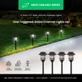 thumbnail image 3 of Mesh Linkable Series 4-Pack Solar LED Security Pathway Light w/ LiFePO4 Battery, 300LM, Auto-Linking, 110°x16 ft Motion Detection, CCT 3000K/4000K/5000K, 4-Channel Settings, Stainless Steel, Black, 3 of 9