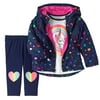 Healthtex Toddler Girl Windbreaker Jacket, T-shirt & Leggings, 3-pc Outfit Set