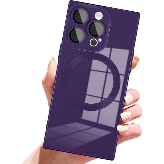 Case for iPhone 15 Pro Magnetic [Compatible with Magsafe] [Camera Lens Protector] Soft TPU Phone Case for Women Men Anti-Scratch Protective Cover for iPhone 15 Pro Dark Purple