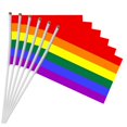 thumbnail image 1 of 6pcs 30x21x14cm Rainbow Flag Polyester Hand Waving Flags With Plastic Flagpoles Banner Parade Lgbt Lesbian Guy Right Ensign, 1 of 4