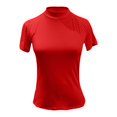 thumbnail image 4 of Delayuji Women's High Neck Basic Short Sleeved Summer Dress Casual Summer T Shirt Top Red L Polyester,Spandex Short Sleeve Shirts for Women, 4 of 5
