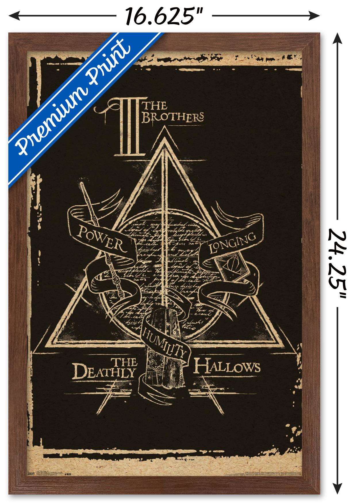 Harry Potter - Deathly Hallows - The Brothers - Symbol Wall Poster, 14.725" x 22.375", Framed