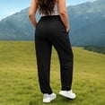 thumbnail image 6 of Cagogo Women Plus Size Straight Elastic Waist Trousers with Pockets Casual Loose Long Pants Party Work Daily Lounge Bottoms, Black 2XL, 6 of 7