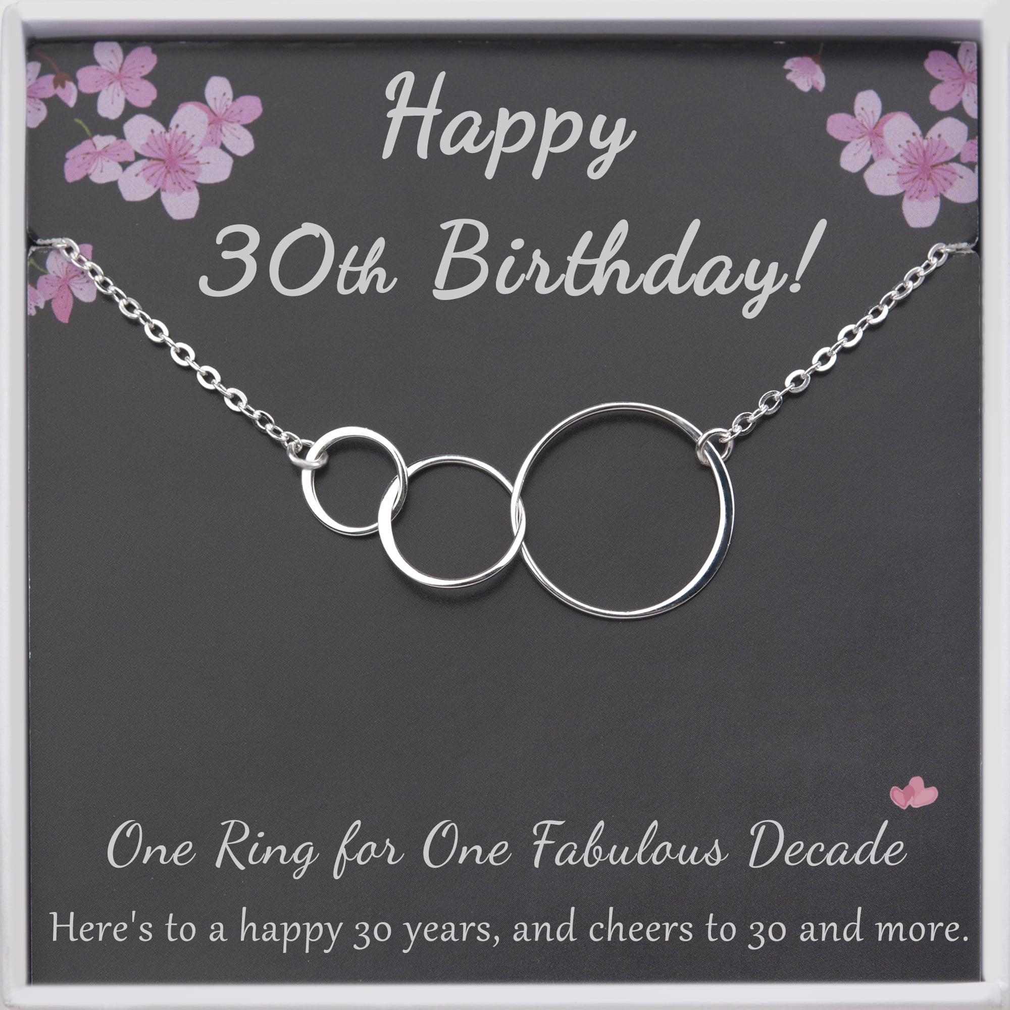 Anavia Happy 30th Birthday Gift for Wife from Husband, 925 Sterling Silver 3 Flat Circles Necklace, 30th Birthday Gift for Her