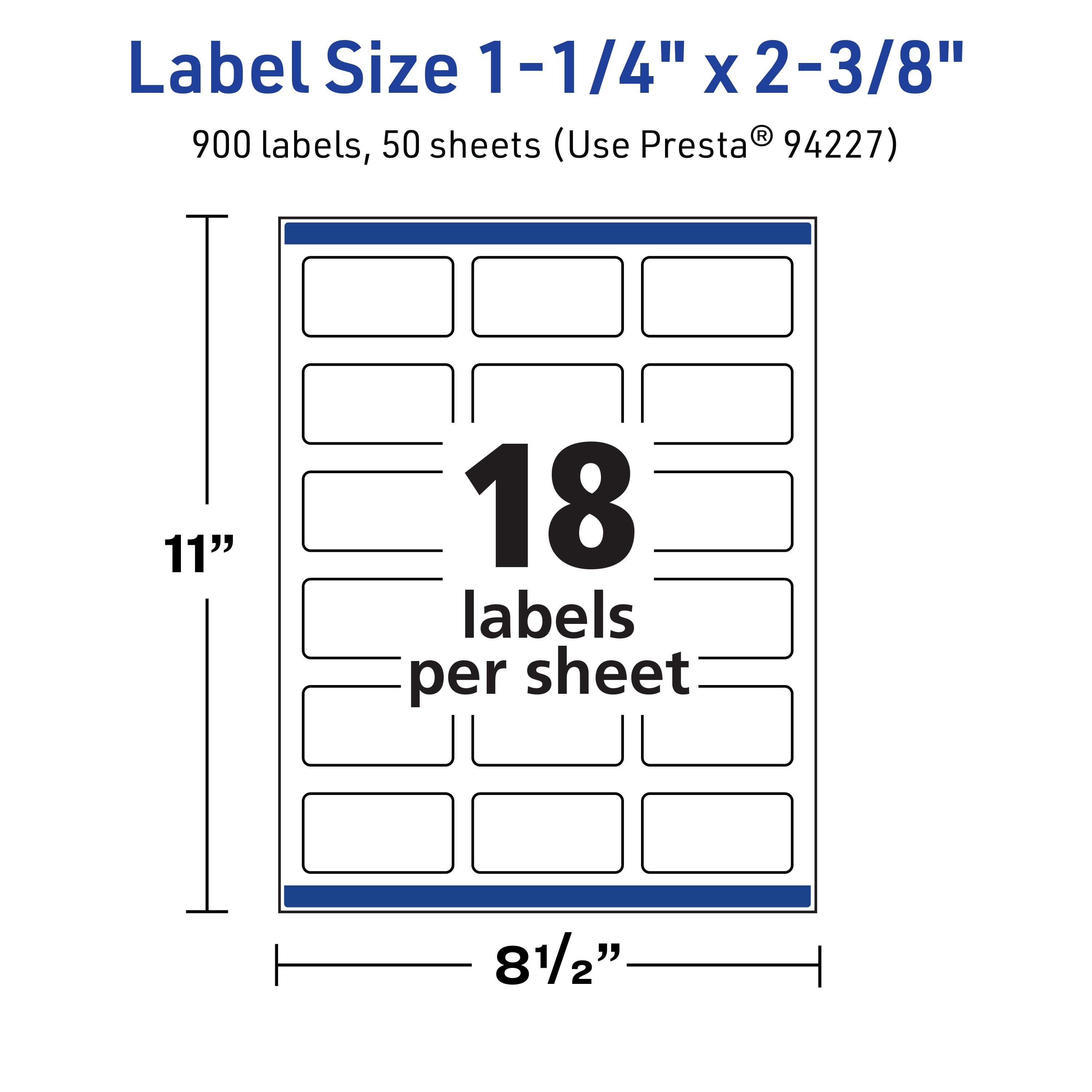 Avery TrueBlock Rectangle Labels, 1-1/4" x 2-3/8", 900ct