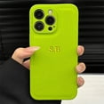 thumbnail image 2 of Customized Initials Fluorescent Green Leather Case For iPhone 15 14 Pro Max 13 12 11 XS MAX XR 7 Plus Luxury Personalised Cover, 2 of 5
