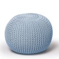 thumbnail image 1 of Urban Shop Pouf Rond en Tricot - Coton Tissé à la Main, Bleu Pâle, 1 of 2