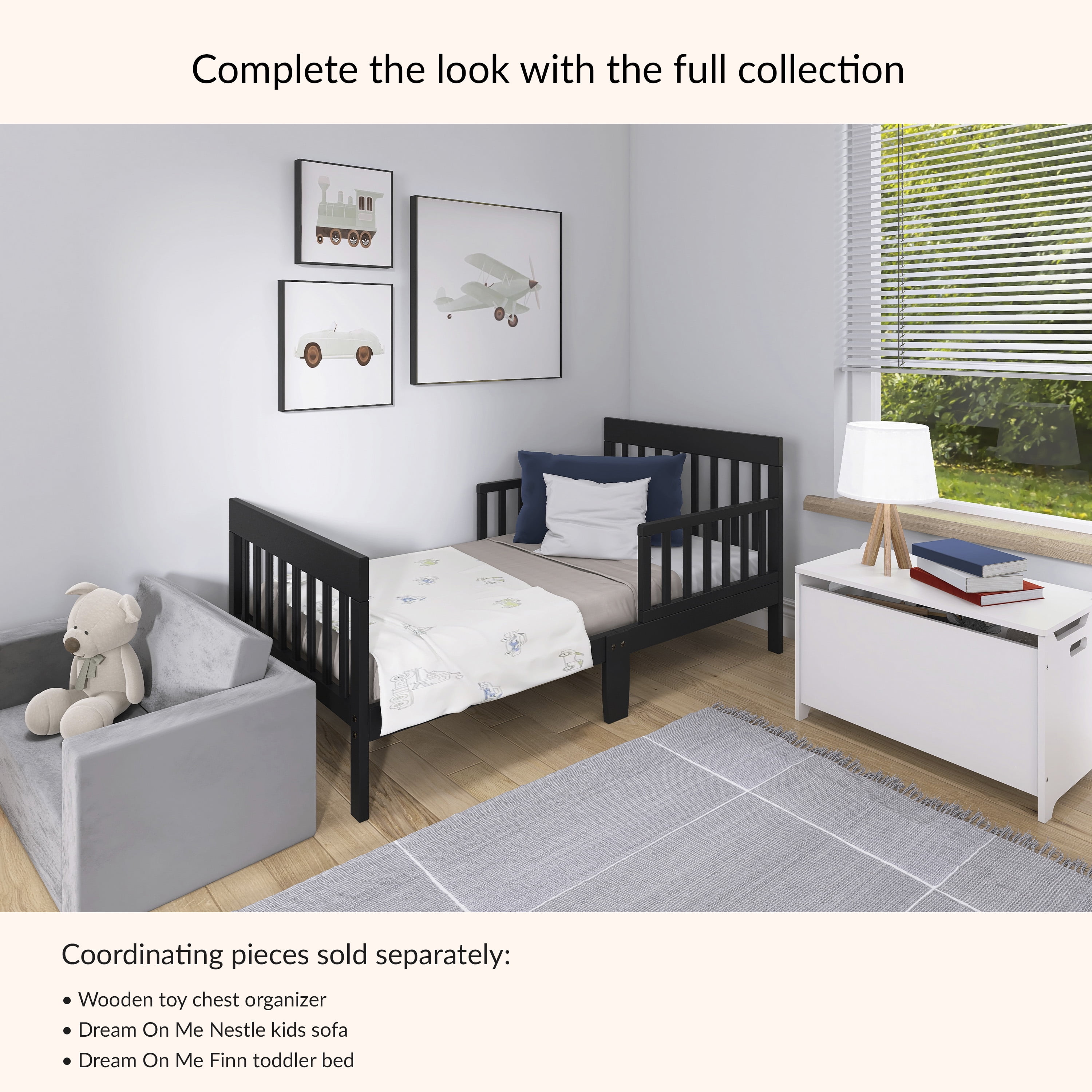 Dream On Me Finn Toddler Bed, Black, Pinewood, Certified Safe
