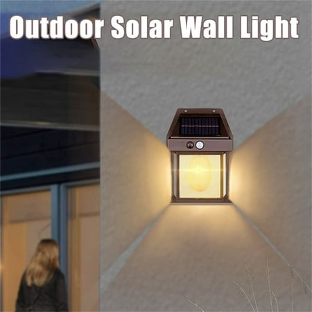 

XOAIHY Solar Outdoor Wall Lights With Sunrise And Sunset Motion Sensors Led Exterior Wall Lights For Porch In Warm White Light With Three Lighting Modes