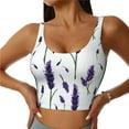 thumbnail image 2 of Picia Lavender Flowers Sports Bra for Women,Padded Strappy Sports Bras Medium Support Yoga Bra with Removable Cups,Running Yoga Bra-Medium, 2 of 9
