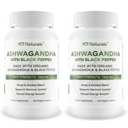 YO1 Naturals Ashwagandha 1300mg with Black Pepper - Supports Nervous System, Stress & Anxiety Relief and Natural Energy Booster - Organic, 60 Veggie Capsules Dietary Supplement (2 Pack)