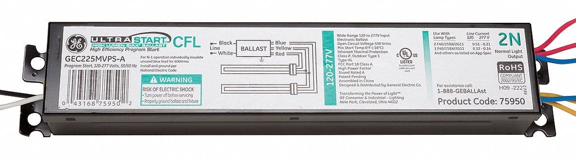 2 GEC240MAX-A Electronic Ballast for 2 or 1-Lamp Compact Fluorescent Light Bulb 