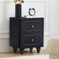 thumbnail image 3 of Wirrytor 2 Drawer Fluted Nightstand, Mid Century Modern Farmhouse Night Stand Small End Table Bedside Table for Bedroom, Living Room, Black - Compact Storage Solution with Sturdy Solid Wood Legs, 3 of 6