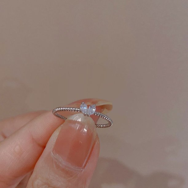 Anillos de corazón de circón de lujo para mujer, anillo de diamantes de imitación de tejido ajustable de apertura, joyería de boda de compromiso, regalos de novia de moda