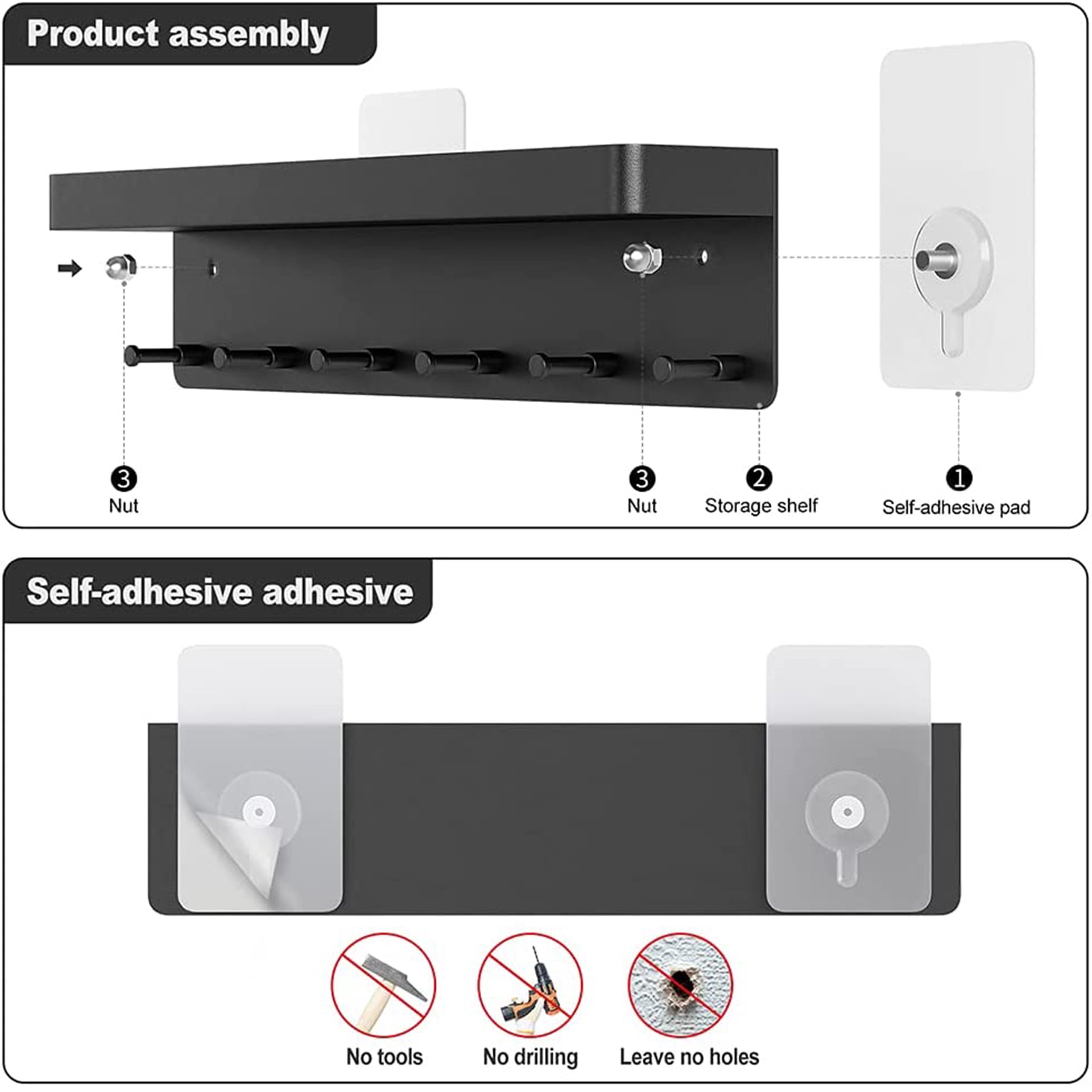 Have A Good Day Key Holder - Stainless Steel Wall Hook With Smiley Faces, Self-Adhesive Key Rack For Entryway