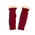 thumbnail image 4 of Gants Mitaines Rouges pour Femmes Hiver Dentelle Tricotée Acrylique Demi-Doigt, 4 of 4