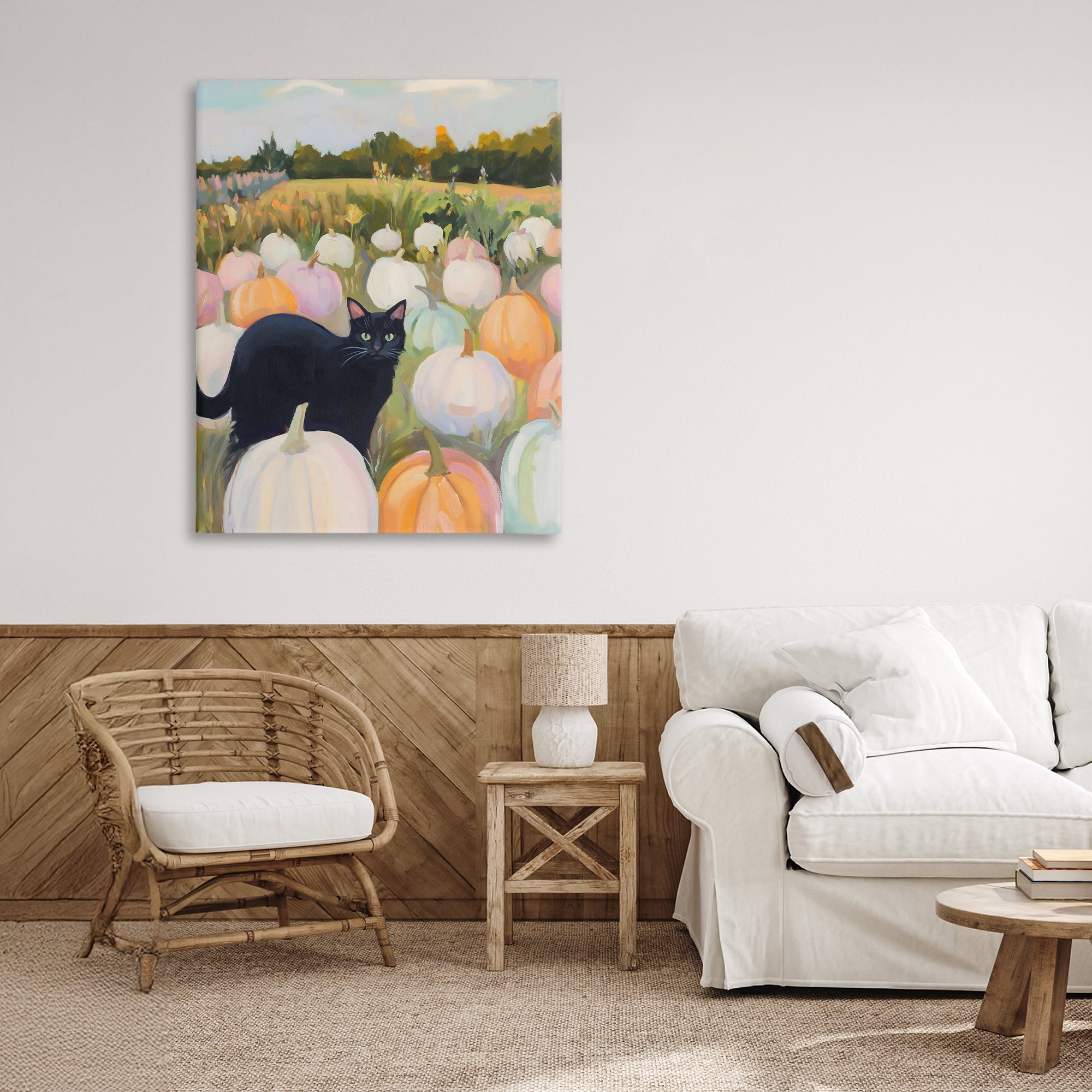 Stupell Industries Kitten & Pumpkins in Field Canvas Wall Art, design by The Prints Vibe