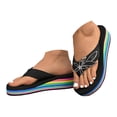 thumbnail image 3 of DAFEI Thick Soled Wedge Color Block Slip Outdoor Flip Flop Women's Rhinestone Thong Sandals, 3 of 8