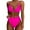 Hot Pink, variant on Solid Swimsuits - Womens Bikinis Cheeky Push-up High Waist Bikini Sets Miami Outfits for Women