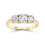 1ct Three Stone Diamond Engagement Womens Anniversary Ring 14k Yellow Gold