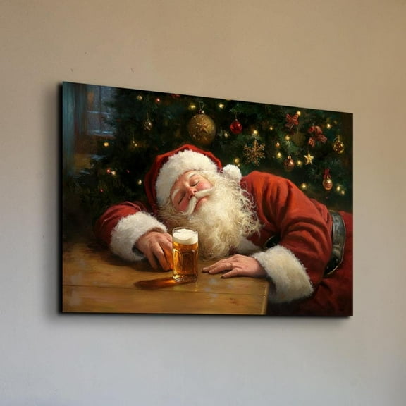 Velto Canvas Art Rustic Holiday Illustration Vintage Inspired Seasonal Wall Decor for Festive Interiors, SIZE 8x10 INCLUDE Pine Wood Frame 1.25-Inch