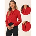 thumbnail image 2 of DARING DIVA Women's Elegant Bow Tie Neck Blouse Chiffon Shirt XS Red, 2 of 6