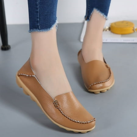 DUOYANGJIASHA Women s Comfortable Loafers Casual Round Toe Moccasins Wild Driving Flats Soft Walking Shoes Women Slip On-39