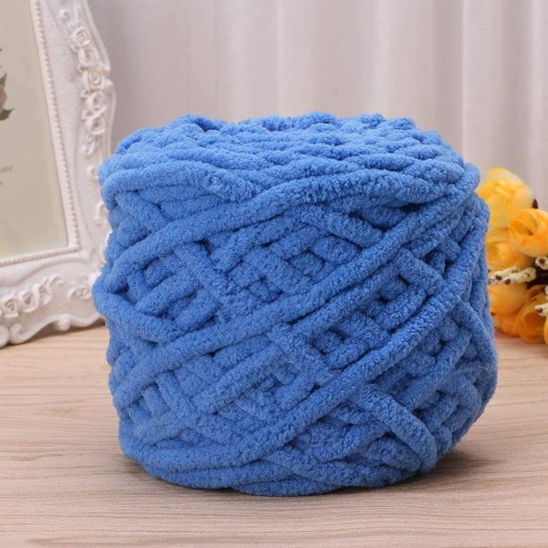 Zhuge Ovillo de 100 g/1 bola de hilo de algodón suave para tejer a mano, supergrueso, tejido voluminoso para crochet (azul)