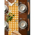 thumbnail image 5 of Orange Plaid Burlap Cotton Table Runner 16x72 Inches Long, Watercolor Grid Checker Gingham Farmhouse Farmhouse Table Runners, Outdoor Dining Tablecloths Decor for Baby Shower/Party/Wedding, 5 of 6