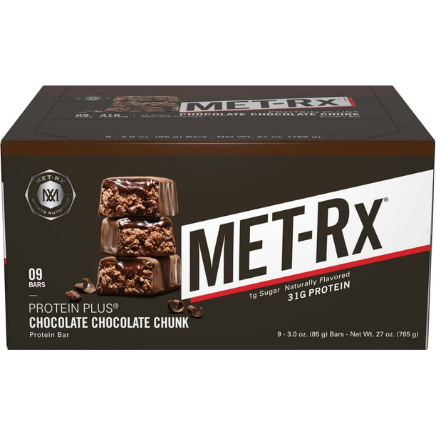 METRx Protein Plus Bar, Chocolate Chocolate Chunk, 32g Protein, 9 Bars