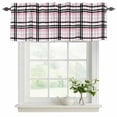 thumbnail image 2 of Pink Black Plaid Valances for Windows, Farmhouse Pink Black Checkered Light Filtering Kitchen Curtains, Rod Pocket Window Valance Curtains for Living Room Bedroom, 42" W x 12" L, 2 Panels, 2 of 9