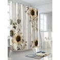 thumbnail image 5 of Vintage Sunflowers Waterproof Fabric Shower Curtain, Farmhouse Flowers Wooden Grain Shower Curtain for Bathroom Curtains Bathtubs Hotel Washable Shower Curtains with 12 Hooks Standard 60x72, 5 of 6