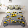 thumbnail image 2 of Manfei Equipped Truck 7-Piece Twin Bedding Sets,Excavator Crane Car Bedding Comforter Set,Yellow Gray Sheet Sets For Boys Teens,Ultra Soft Home Decor Reversible, 2 of 8