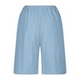 thumbnail image 4 of Lovskoo Shorts for Women Cotton and Linen Solid Color Summer Loose Casual and Comfortable Elastic Straight Leg Shorts Light Blue, 4 of 6