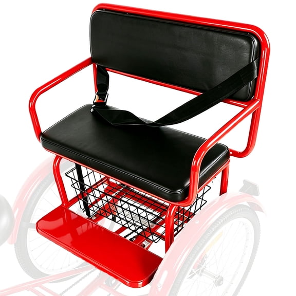 Rear Seat for Adult Tricycle, Free Large-Capacity Basket Included for Picnic Exercise Shopping,for Extended Rear wheelbase Tricycle
