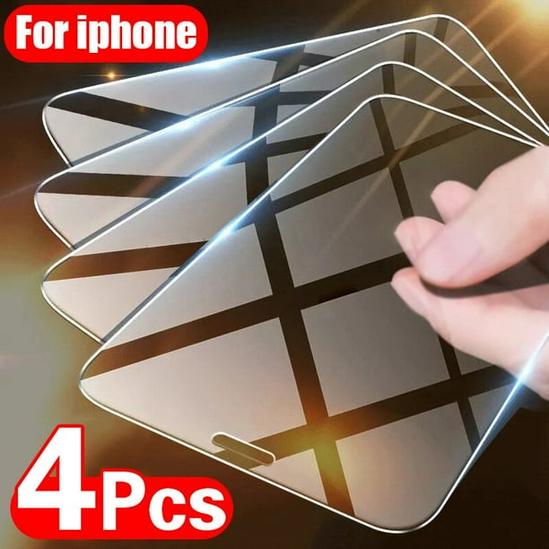 Protector de pantalla de vidrio templado para iPhone, Protector de pantalla para iPhone 11, 12, 13,14Pro, XR, X, XS Max, 12 Pro, Max, Mini, 7, 8, 6, 6S Plus, 5S, SE, 4 Uds.