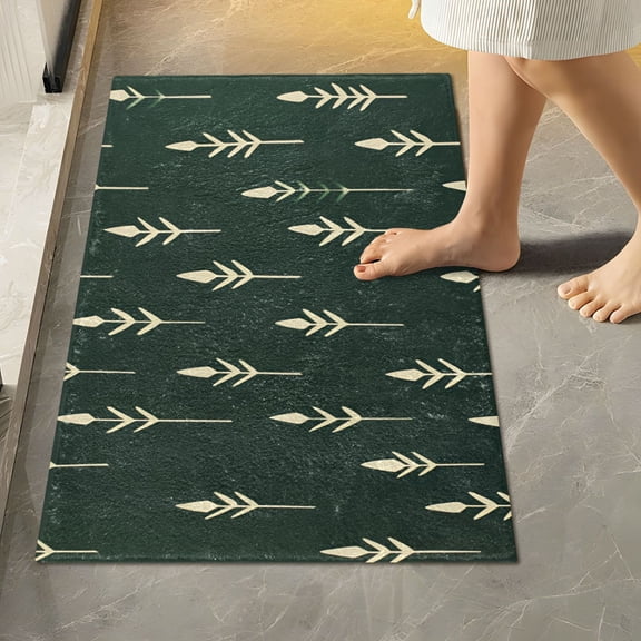 Yayeee Bath Rug for Bathroom Floor Non Slip Rectangle Fluffy Soft Absorbent Mat, 16"x24", Dark Green Plants
